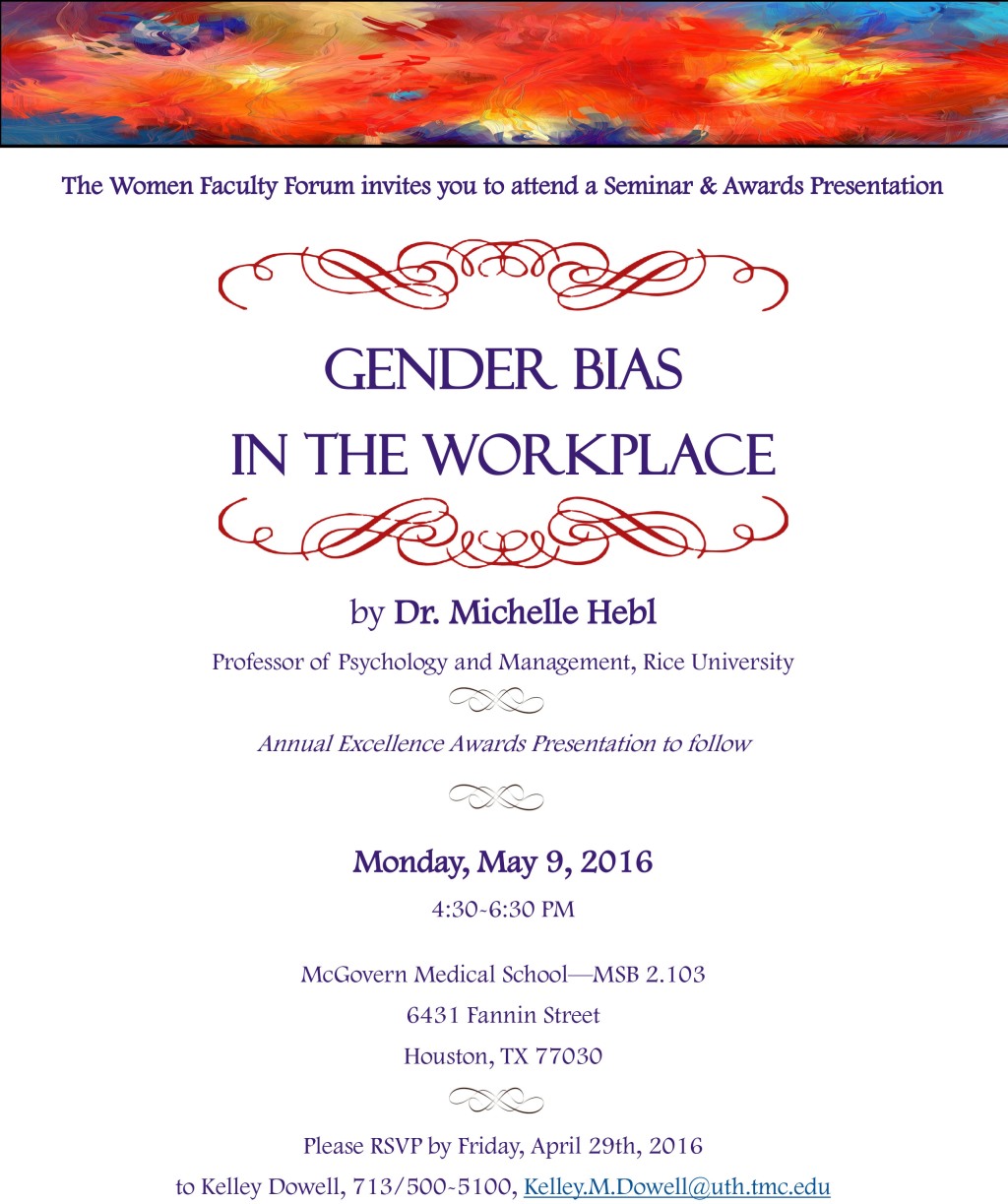 UTHealth Women Faculty Forum presents "Gender Bias in the Workplace"